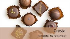  Presentation with white chocolate - Amazing slide deck having various chocolate pralines isolated backdrop and a coral colored foreground