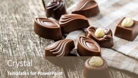  Presentation with chocolate - Amazing presentation having various chocolate pralines on old wooden table backdrop and a coral colored foreground