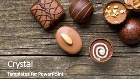  Presentation with chocolate - PPT theme consisting of various chocolate pralines on old background and a violet colored foreground