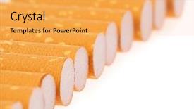  Presentation with cigarettes - PPT theme featuring various cigarettes closeup on a white background background and a yellow colored foreground