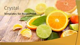  Presentation with citrus - Slide deck having various-citrus-fruits-on-wood background and a yellow colored foreground