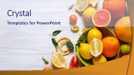  Presentation with citrus - Presentation theme having various citrus fruits on wooden background and a sky blue colored foreground