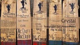  Presentation with welcome - PPT theme having various clans and their tartan background and a coral colored foreground