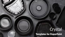  Presentation with food delivery - Presentation theme consisting of various-clean-plastic-containers background and a dark gray colored foreground