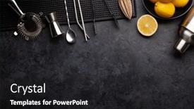  Presentation with cocktail - Theme with various-cocktail-utensil-set-shaker background and a  colored foreground