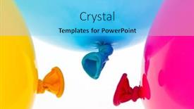  Presentation with colorful celebration - PPT theme consisting of various colorful balloons symbol of lightness freedom celebration background and a light blue colored foreground