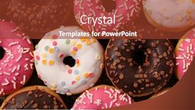  Presentation with top view - Slide set consisting of various-colorful-donut-top-view background and a tawny brown colored foreground