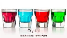  Presentation with liquors - Cool new presentation theme with various colorful liquors on white background backdrop and a sky blue colored foreground