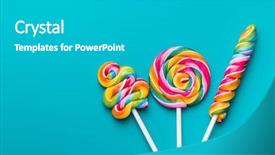  Presentation with circle - Beautiful presentation theme featuring various colorful lollipops on blue backdrop and a light gray colored foreground