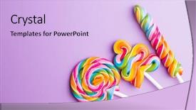  Presentation with blended colorful - Colorful presentation theme enhanced with various colorful lollipops on violet backdrop and a light blue colored foreground