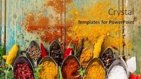  Presentation with spices - Cool new slide set with various-colorful-spices-on-wooden backdrop and a gold colored foreground