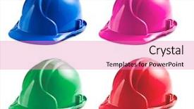  Presentation with music reggae colors - Audience pleasing PPT layouts consisting of various colors of hard hats backdrop and a coral colored foreground