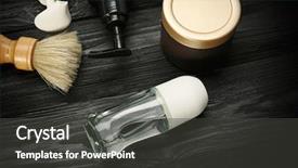  Presentation with beauty cosmetic - Presentation design with various cosmetic products with deodorant background and a dark gray colored foreground