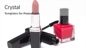  Presentation with cosmetics - Audience pleasing presentation theme consisting of various cosmetics on white background backdrop and a white colored foreground