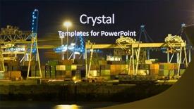  Presentation with logistics - Beautiful presentation featuring various cranes and trolleys manipulating container logistics in a busy industrial harbor backdrop and a wine colored foreground