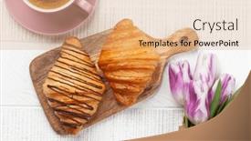  Presentation with tulip - Slides with various-croissants-and-coffee background and a coral colored foreground