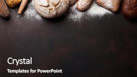  Presentation with bread life - PPT theme having various crusty bread and buns background and a dark gray colored foreground