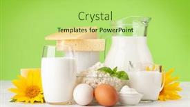  Presentation with milk dairy products - PPT theme with various-dairy-products-milk-cheese background and a yellow colored foreground