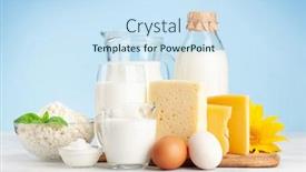  Presentation with milk dairy products - Slides having various-dairy-products-milk-cheese background and a sky blue colored foreground