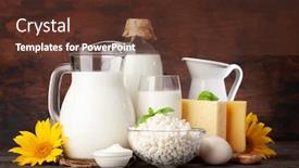  Presentation with milk dairy products - Colorful PPT theme enhanced with various-dairy-products-milk-cheese backdrop and a tawny brown colored foreground