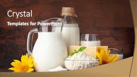  Presentation with milk dairy - Theme having various-dairy-products-milk-cheese background and a tawny brown colored foreground