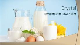  Presentation with blue cheese - Amazing slide set having various-dairy-products-milk-cheese backdrop and a sky blue colored foreground