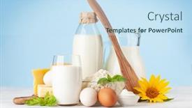  Presentation with milk dairy products - Audience pleasing slide deck consisting of various-dairy-products-milk-cheese backdrop and a sky blue colored foreground