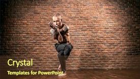  Presentation with exercises - Amazing presentation theme having various difficult yoga poses yoga teacher doing exercises on yoga backdrop and a tawny brown colored foreground