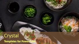  Presentation with different - Presentation theme with various-dishes-of-asian-cuisine background and a tawny brown colored foreground