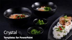  Presentation with shrimp - PPT theme featuring various-dishes-of-asian-cuisine background and a black colored foreground