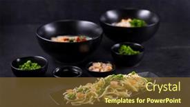  Presentation with shrimp - Slide set having various-dishes-of-asian-cuisine background and a tawny brown colored foreground