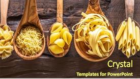  Presentation with pasta - PPT theme enhanced with various diverse - different pasta types in wooden background and a tawny brown colored foreground