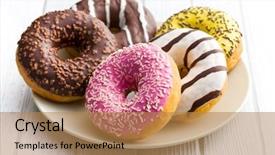  Presentation with donuts - Slide set featuring various donuts on kitchen table background and a coral colored foreground