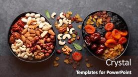  Presentation with nuts - PPT layouts enhanced with various-dried-fruits-and-nuts background and a tawny brown colored foreground