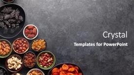  Presentation with dark space - Beautiful theme featuring various-dried-fruits-and-nuts backdrop and a dark gray colored foreground