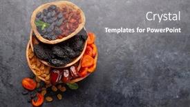  Presentation with dark space - Presentation having various-dried-fruits-and-nuts background and a gray colored foreground