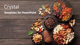 Presentation with dark space - Presentation theme enhanced with various-dried-fruits-and-nuts background and a violet colored foreground