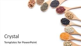  Presentation with beans legumes - Cool new slide set with various dried legumes in wooden backdrop and a white colored foreground