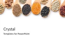  Presentation with wooden - Colorful presentation enhanced with various dried legumes in wooden backdrop and a white colored foreground