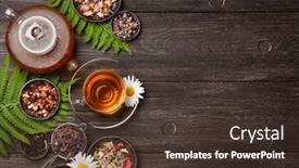  Presentation with tea cup - Cool new slide deck with various-dry-herbal-tea-teapot backdrop and a tawny brown colored foreground