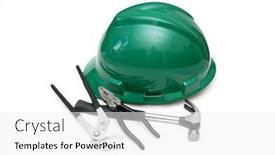  Presentation with tools - Colorful slide set enhanced with various-dyi-tools-and-helmet backdrop and a white colored foreground