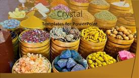  Presentation with spices - Slide deck with various-exotic-spices-potion background and a gold colored foreground