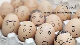  Presentation with facial - PPT layouts featuring various facial expressions painted on brown eggs in egg carton background and a soft green colored foreground