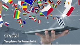  Presentation with connecting dots - Slide set with various flags and connecting dots background and a gray colored foreground