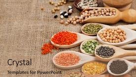  Presentation with beans legumes - Beautiful PPT theme featuring happy young mother in her thirties is playing outside with her newborn baby girl tickling her on a summer day backdrop and a yellow colored foreground