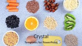  Presentation with food grains - Amazing slides having various food products containing vitamins backdrop and a light blue colored foreground
