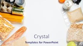  Presentation with plastic bags - Slide deck having various-foods-sealed-in-plastic background and a sky blue colored foreground