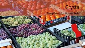  Presentation with fruits on a farm market - Slide deck featuring various fresh fruits on market background and a red colored foreground