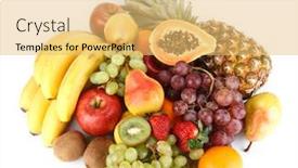  Presentation with fruits - Presentation theme featuring various fresh fruits on a white background background and a yellow colored foreground