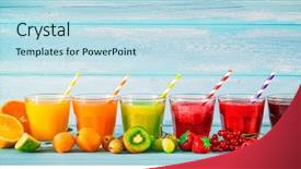  Presentation with juices - Amazing presentation design having various freshly squeezed fruits juices backdrop and a sky blue colored foreground